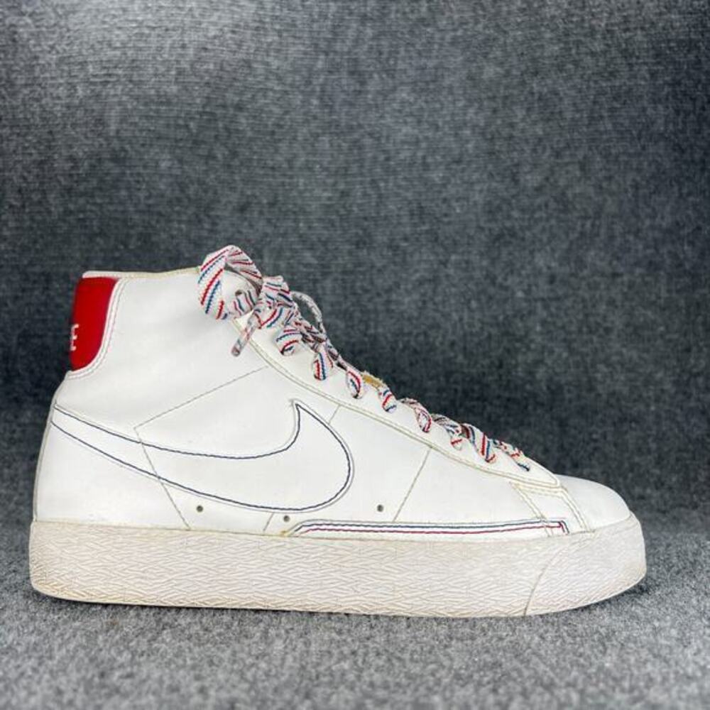 Nike Blazer High Sneakers Womens 8 White Leather Y2K 2008 Lace Up Casual Trainer